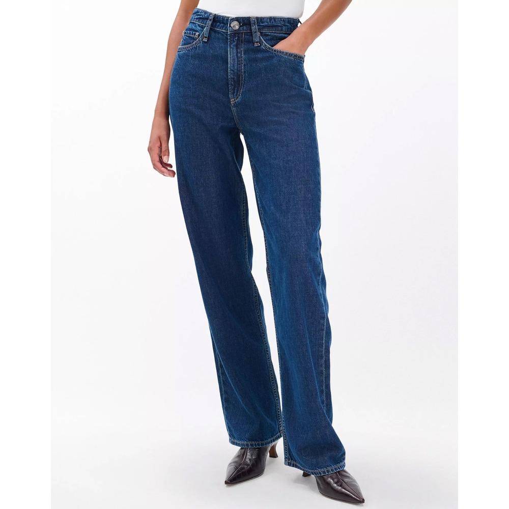 Rag & Bone Women's Logan Mid-Rise Wide Leg Jeans Indigo Blue Denim Womens Casual